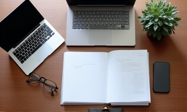 Laptops and legal documents on a dark wooden table